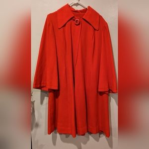 Vintage 1960s Lilli Ann Red Wool Swing Coat